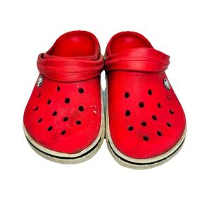 Kids Red Crocs Classic Clogs Comfortable Slip On Shoes Youth Size 2 Retro